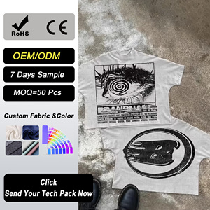 Camiseta Modal con Estampado de <span class=keywords><strong>Anime</strong></span>, Diseño Vintage con Lavado Ácido, Impresión Personalizada para Hombre, Estilo Urbano - Product Image 1