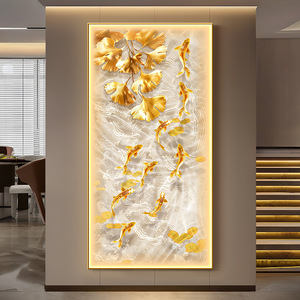 Personalizzato moderno <span class=keywords><strong>di</strong></span> lusso LED Koi pesce animale arte della parete astratta natura morta <span class=keywords><strong>di</strong></span> cristallo <span class=keywords><strong>di</strong></span> porcellana pittura per soggiorno decorazione della casa - Product Image 3