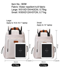Mochila para Portátil de 14 Pulgadas, Impermeable, Ecológica, de Nailon, con Correa de Hombro Arqueada, Cierre de Cremallera, Protección de Airbag, Unisex - Product Image 6
