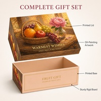 Premium fruit geschenkdoos met olieverfschilderijdesign, op maat gemaakte stevige kartonnen verpakking met geweven mandprint