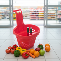 Panier en plastique PP portable et durable avec roues Grand caddie de supermarché d'une capacité de 90L