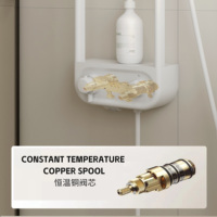 Ensemble de douche intelligent thermostatique avec affichage numérique, rotation à 360 degrés, en laiton brossé et céramique, massage doux