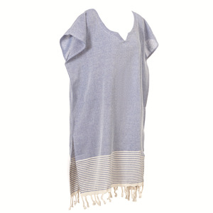 ผ้าขนหนูคลุมชายหาดแบบมีฮู้ด 120x90 ซม. ผ้าฝ้ายลายทาง แห้งเร็ว สำหรับใช้ที่ชายหาด - Product Image 1