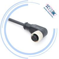 Kabel Y Splitter M12 4 Pin Male ke 2 M8 4 Pin Female A-Coded PUR 1m untuk Cabang Sinyal Sensor Ganda