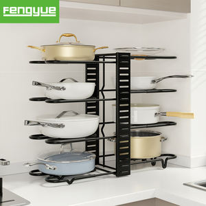 रसोई बर्तन बर्तन ग्रिड तलना गर्म पैन ढक्कन धारक के लिए पैन रैक आयोजक कैबिनेट - Product Image 1
