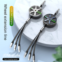 Nuevo Cable de Datos 3 en 1 con Forma de Rueda, Cable de Carga Rápida Retráctil, Cable de Carga para Teléfono, Cable de Datos USB