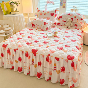 Non Slip Mattress Wrap Brushed Quilted <b>Bed</b> Skirt Single Piece <b>Bed</b> <b>Cover</b> 3 Pieces <b>Bed</b> Skirt Set For Wholesale - Product Image 1