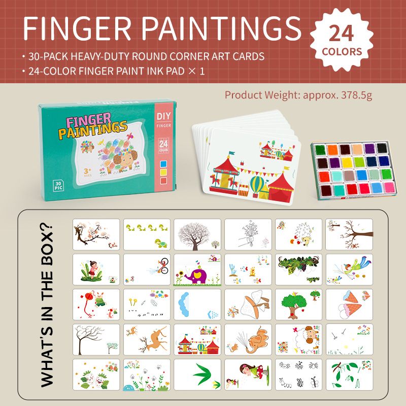 24-color finger painting-24-color printing table 30 cards-cpc/ce