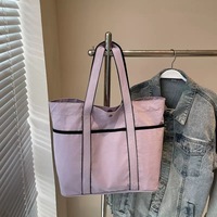 Sac fourre-tout en toile personnalisé avec impression de lettres, grande capacité, sac à bandoulière, sac de shopping réutilisable pour le collège, la plage, les voyages