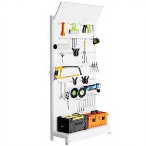 Modern for Powder Coated Metal Pegboard Display <b>Stand</b> Rack with Easy Assembly for Indoor Use - Product Image 3