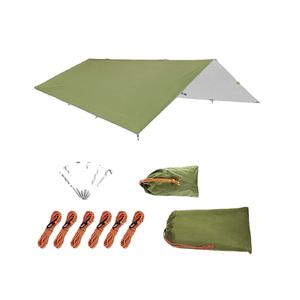 Bâche Woqi 300x300 cm en tissu Oxford vert militaire imperméable 3000 mm pour camping extérieur avec œillets et accessoires - Product Image 1
