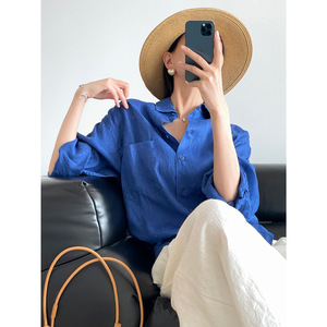 <span class=keywords><strong>Camicia</strong></span> da <span class=keywords><strong>donna</strong></span> in <span class=keywords><strong>lino</strong></span> a maniche lunghe per primavera ed estate, stile ampio e rilassato con un tocco di alta gamma, 260604019 - Product Image 2