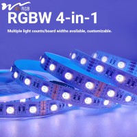 Bande LED Cuivre 5050 RGBW Quatre-en-un 12V/24V IP20 Basse Tension 108LED/M 120LED/M 7 Couleurs Changeantes pour Bureau