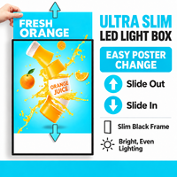 Support d'affichage de menu LED lumineux, panneau publicitaire mince, panneau graphique coulissant, plusieurs tailles standard pour la publicité en magasin