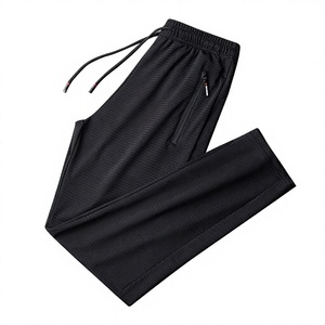 Summer Breathable Mesh Black Cotton Spandex Sweatpants <b>Men</b> Joggers Sportswear <b>Baggy</b> <b>Trousers</b> Formal Drawstring Track Pants - Product Image 1
