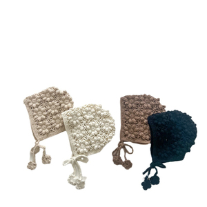 <span class=keywords><strong>Bonnet</strong></span> en coton personnalisé pour nouveau-né, fait main, avec <span class=keywords><strong>pompon</strong></span>, bonnets d'hiver pour enfants, <span class=keywords><strong>bonnet</strong></span> pour filles, bonnets tricotés chauds pour l'extérieur - Product Image 1