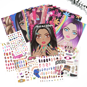 <span class=keywords><strong>Dibujo</strong></span> para colorear libro de actividades Diseño de Moda de uñas cuaderno de bocetos pequeño diseñador creatividad libro pegatina de uñas libro regalo para niñas - Product Image 6