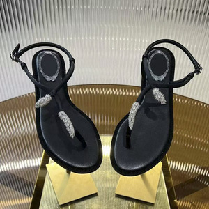 Nouvelles sandales d'été 2026 pour femme, décontractées, plates, style féerique, à entre-doigts, avec fleurs en strass - Product Image 1