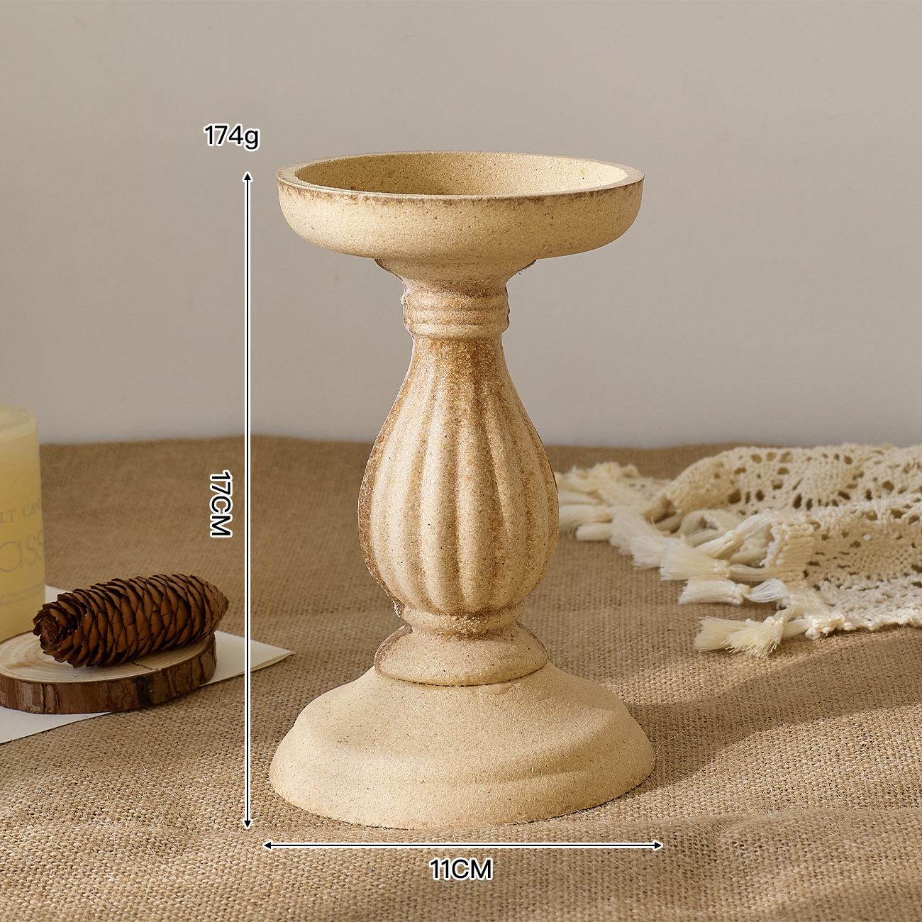 Petit chandelier à motifs, 17 cm