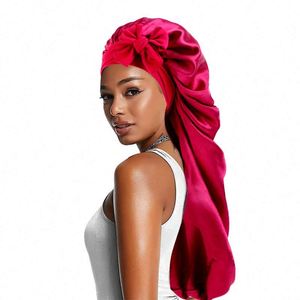 Meilleures ventes 2025 : Bonnet de nuit en satin de haute qualité avec long cordon élastique, bonnets personnalisés, foulards pour cheveux en soie avec logo - Product Image 3