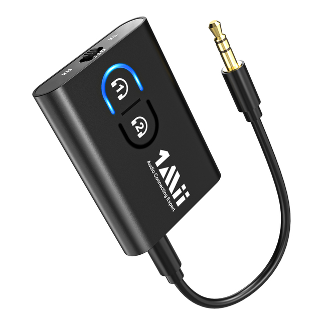 1Mii ML300 Home Theater 3.5mm AUX Bluetooth Audio Adapter Bluetooth 5.2 Wireless Transmitter and Receiver for Car, Airplane, TV