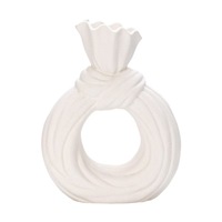 Nouvelle ferme Unique moderne nordique élégant blanc cercle rond fleur beignet Vases en céramique pour la décoration intérieure