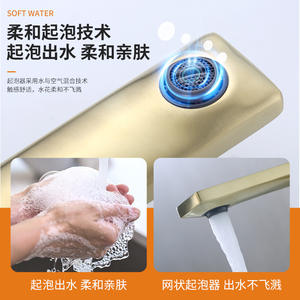 Robinet de lavabo monocommande en or brossé avec cartouche céramique, à poser sur le comptoir, monotrou, eau chaude et froide - Product Image 5