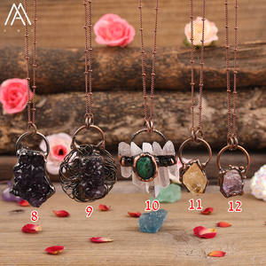 Богемный Классический Бронзовый кулон ожерелье «DIY» ювелирные изделия из натурального камня необработанный кварц Лабрадорит Друза свадьбы вечеринки - Product Image 4