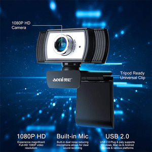 เว็บแคม <span class=keywords><strong>Aoni</strong></span> C33 HD 1080p เซ็นเซอร์ CMOS 2MP USB ไม่ต้องติดตั้งไดรเวอร์ สำหรับคอมพิวเตอร์ รุ่น Beauty มีสินค้าพร้อมส่ง - Product Image 5