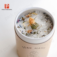 Tube d'emballage cylindrique en carton recyclable personnalisé pour cadeaux de bain, avec finition effet délavé, taille personnalisée pour sels