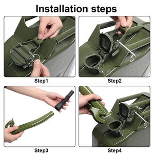 Conteneur jerrycan de course diesel <span class=keywords><strong>essence</strong></span> mazout <span class=keywords><strong>20L</strong></span> en acier vert métal - Product Image 5