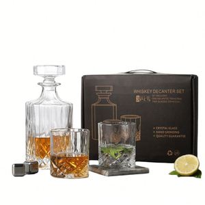 Wholesale Custom Whiskey Decanter Gift Box Glass Decanter & Whiskey Glasses Set Whiskey Decanter Set With 4 Glasses and <b>Stopper</b> - Product Image 2