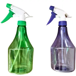 Toptan 550ml ev su spreyi mavi/yeşil plastik tetikli püskürtücü şeffaf püskürtücülü şişe