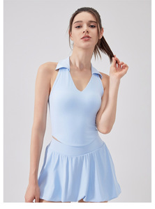Top Deportivo Corto para Mujer, Cuello en V, Estilo Polo, Sin Mangas, Espalda Cruzada, Acolchado, Elástico y Suave, Ideal para Golf, Running, Pilates y Uso Diario - Product Image 5
