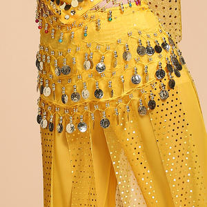 तीन-परत सोने का सिक्का पेट नृत्य कमर चेन भारतीय नृत्य 72 सोने की सिक्का कमर कड़ी - Product Image 6