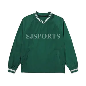 Custom V-Neck Men's Golf Sweatshirts Casual Thin Pullover OEM Sports Jumper Long Sleeve Golf T-Shirt Embroidery
