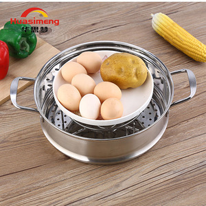 Huasimeng Stainless Steel Egg Steamer With Lid And Handle Kitchen Steaming Tray For Eggs And Vegetables 20cm - Product Image 1