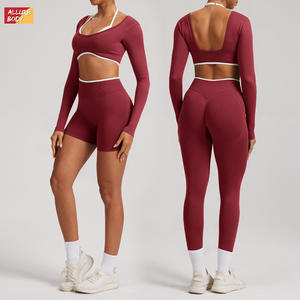 ชุดโยคะอัลลัวร์ บอดี้ โยคะสำหรับผู้หญิงเอวสูงไร้รอยต่อแขนยาวคอกลมแบบเปิดหลังชุดกีฬาฟิตเนสสำหรับวิ่งกลางแจ้ง - Product Image 5