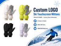 Mitaines d'hiver chaudes unisexes personnalisables avec logo, pour ski et snowboard, compatibles écran tactile, imperméables, à 3 doigts, modèle homard