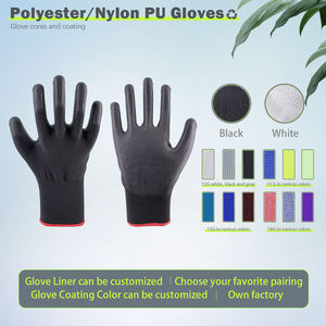 4131X noir <span class=keywords><strong>Polyester</strong></span> Nylon <span class=keywords><strong>PU</strong></span> enduit gants polyuréthane paume Fit Guantes De Trabajo protection sécurité gants de travail pour l'assemblage - Product Image 5