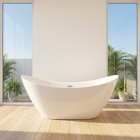 Baignoire autoportante en acrylique, design moderne, drain automatique, garantie 5 ans, pour salle de bain, livraison directe usine