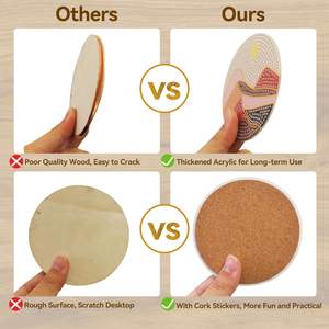 Kit de 6 sous-verres en diamant pour <span class=keywords><strong>chat</strong></span> - Ensemble de sous-verres à peindre soi-même pour la décoration créative de la maison et les projets d'artisanat - Product Image 3