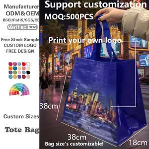 Bolsas de Compra Reutilizables de Polipropileno Tejido Impermeable con Logotipo Personalizado, Bolsas de Compra de Cinta de Polipropileno para Tiendas de Ropa - Product Image 2