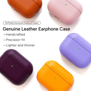Étui de protection en cuir véritable de luxe pour <span class=keywords><strong>AirPods</strong></span> 4 Pro2 Pro3 Samsung Buds 3Pro, housse de protection intégrale en cuir de vachette fait main - Product Image 4