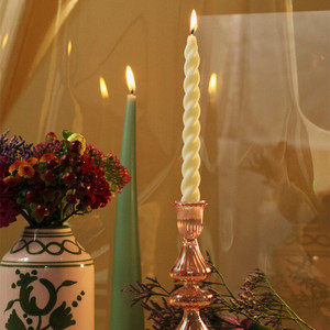 Huaming Autumn Fall Winter Warmers Color Swirl Floating and Spiral <strong>Candle</strong> Beeswax Soy Blend Dinner Twist Pedestal <strong>Taper</strong> <strong>Candle</strong> - Product Image 3