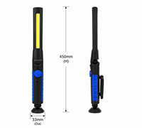 Lampe de travail LED rechargeable avec stylo, lumière SMD haute/basse/clignotante et variateur COB, base magnétique réglable, lampe d'outil portable