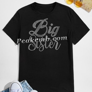 Impression de conception de transfert thermocollant 'Big Sister' en strass cristal personnalisé pour t-shirts - Product Image 3