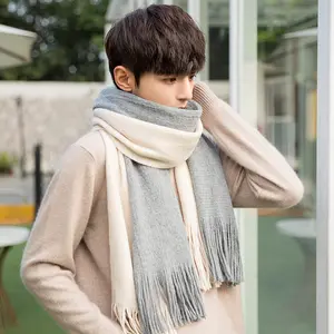 Người đàn ông khăn phong cách Hàn Quốc giả cashmere màu phù hợp với nam giới dệt kim khăn dày ấm khăn