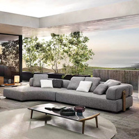 Ensemble de canapés modulaires d'extérieur ronds et incurvés de luxe en teck pour cour, hôtels, villas, parcs, jardin