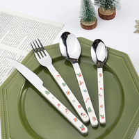 Vente en gros Cadeau de Noël Ensemble de couverts en acier inoxydable Cuillère à café Coffret cadeau de Noël Ensemble couteau cuillère fourchette